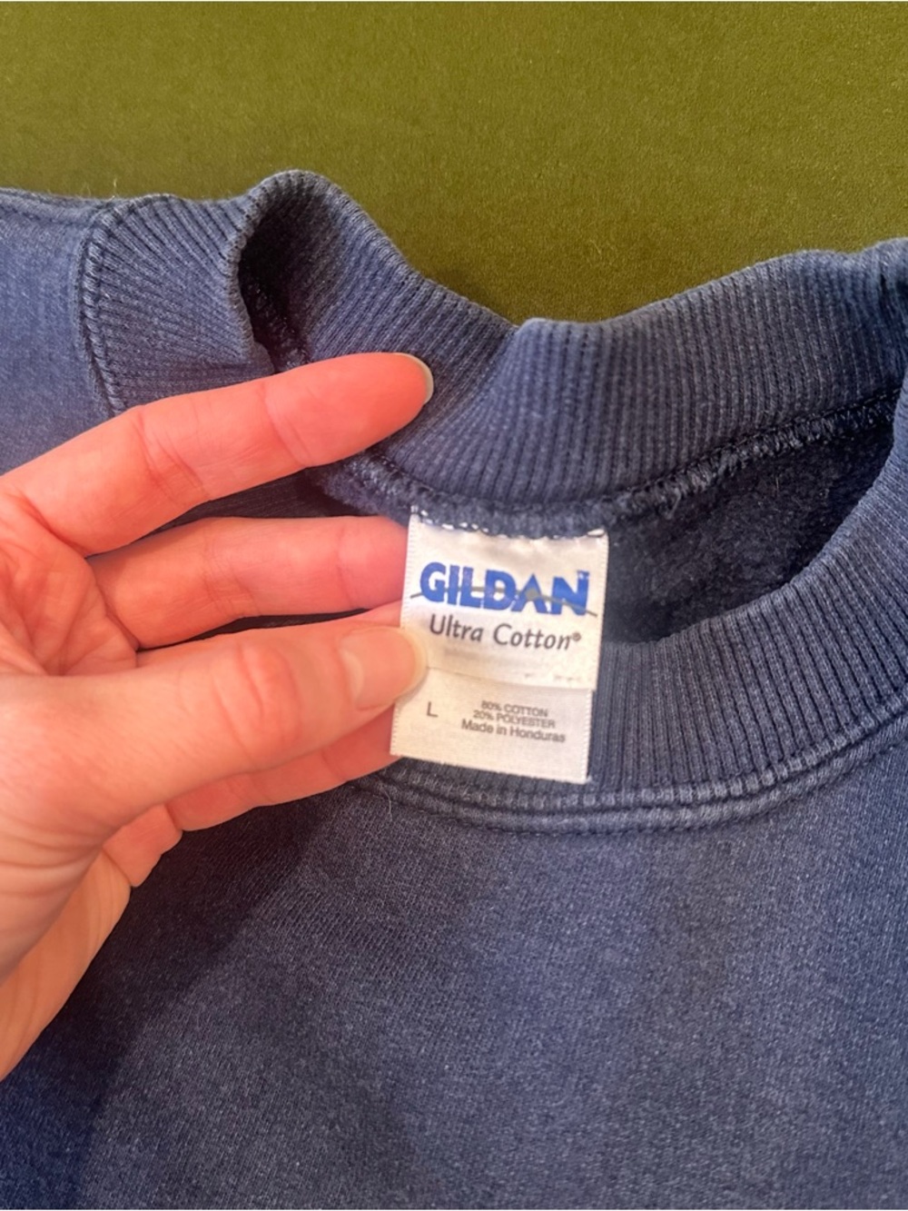 Vintage 90s Navy Crewneck Sweatshirt with Little Falls Baptist Church Logo - Picture 12 of 14